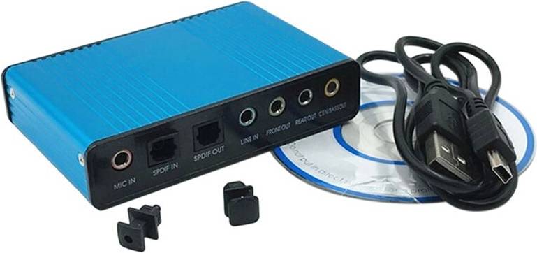5.1 lydkort 6 Channel 5.1 External USB Sound Card