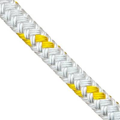 14mm White Yellow Fleck Double Braid Polyester Rope