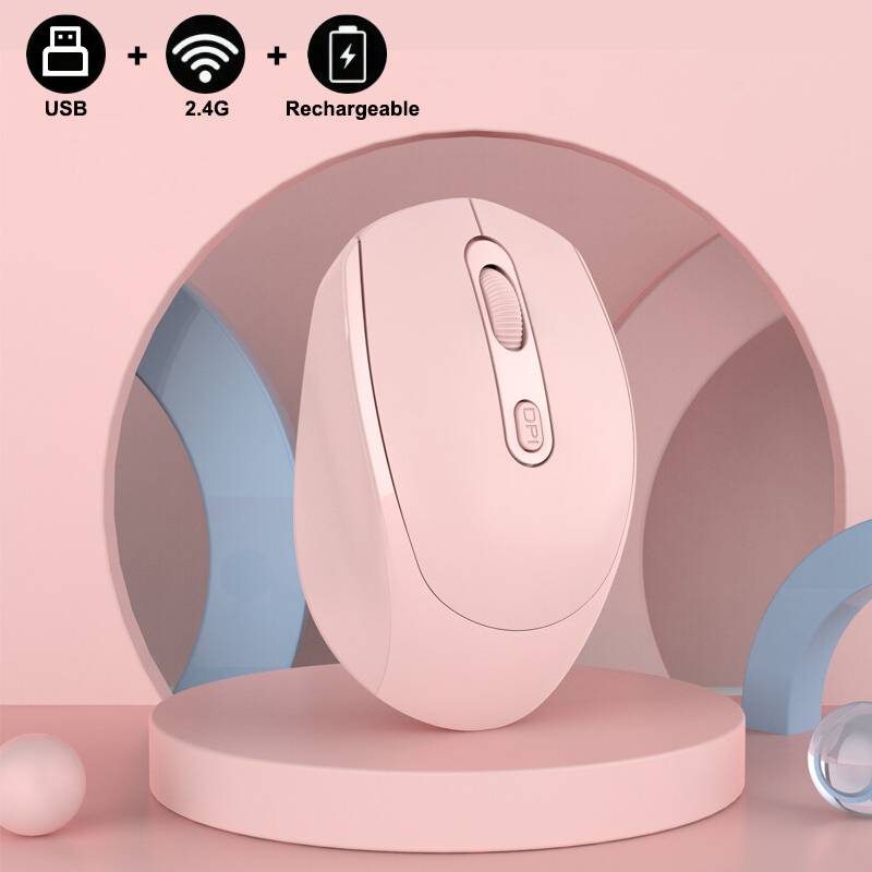Pink Wireless Ergonomic Optical Computer Mouse
