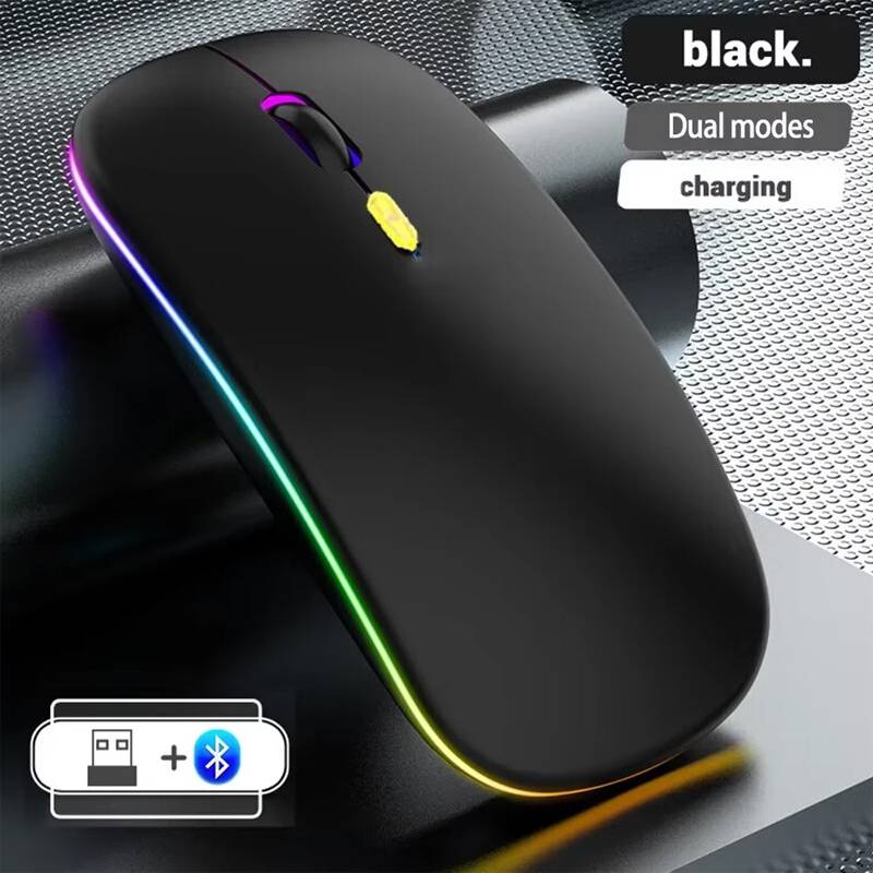 Wireless Mouse Rechargeable Dual Modes Bluetooth