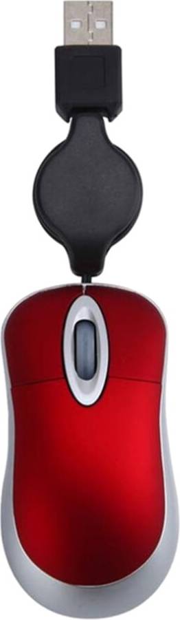 Red Retractable USB Optical Mouse