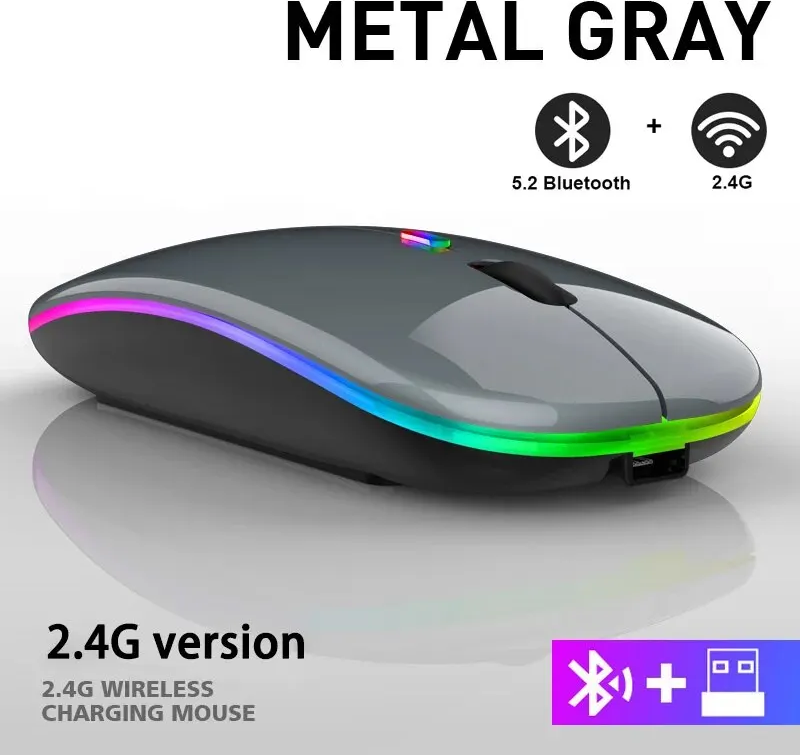 Wireless Mouse RGB Rechargeable Bluetooth