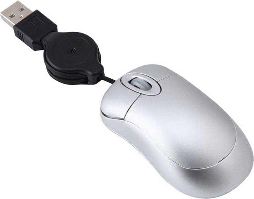 Portable Mini Wired Mouse with Retractable USB Cable