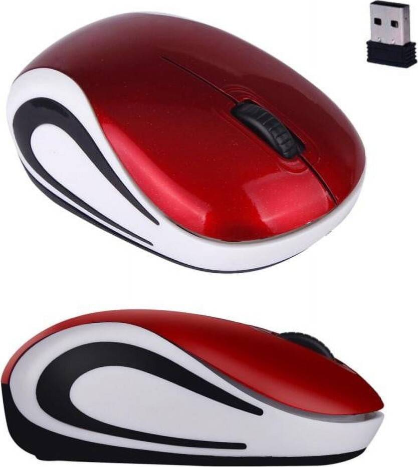 Wireless Optical Mouse PC Laptop Red Mini