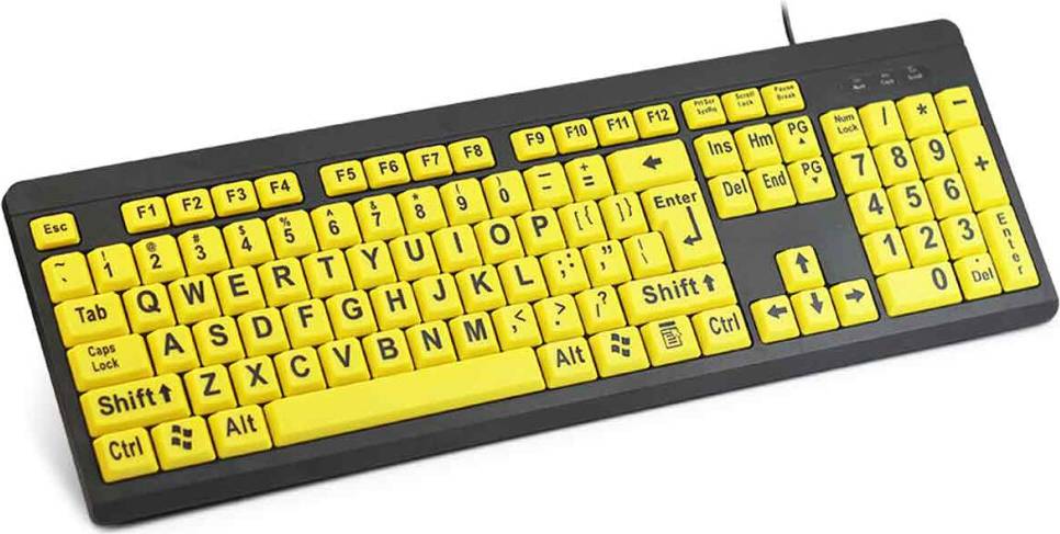 High Contrast Keyboard Low Vision Large Print Yellow