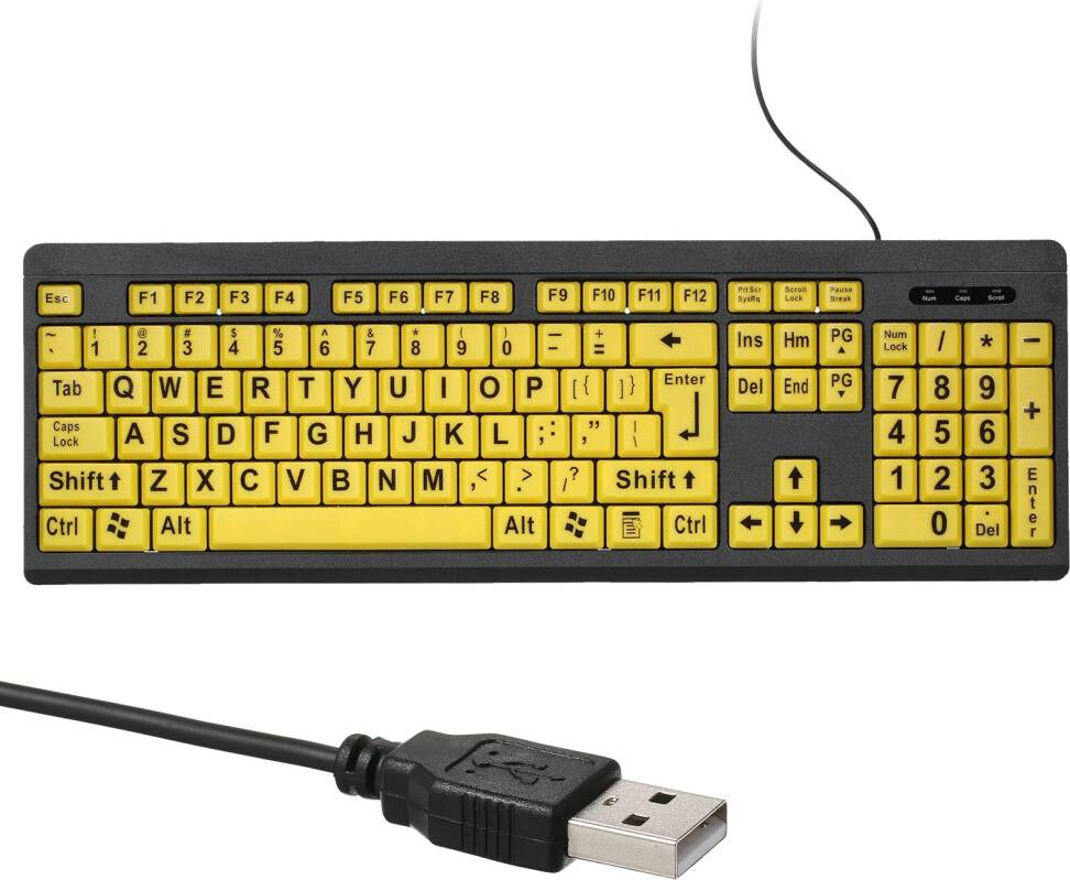 High Contrast Wired USB Keyboard