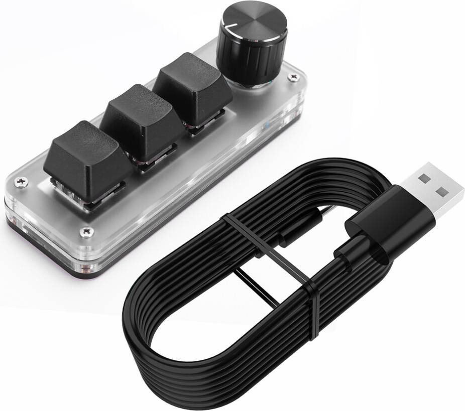 3 Key 1 Knob Programming Macro RGB Macropad