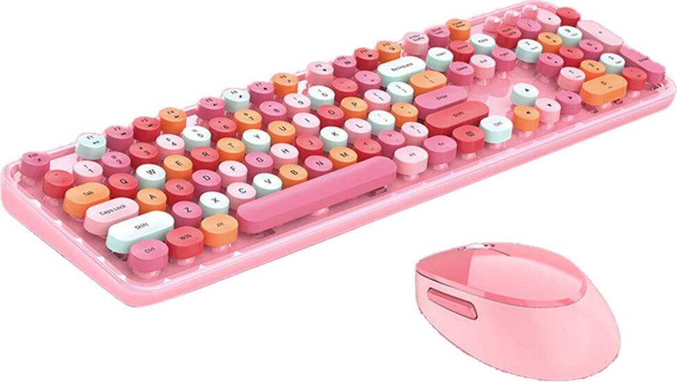 Wireless Keyboard Mouse Set Pink