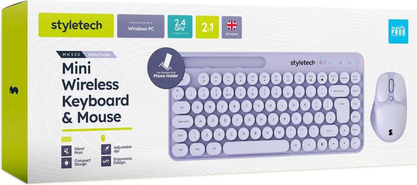 Wireless Pastel Keyboard Mouse Bundle