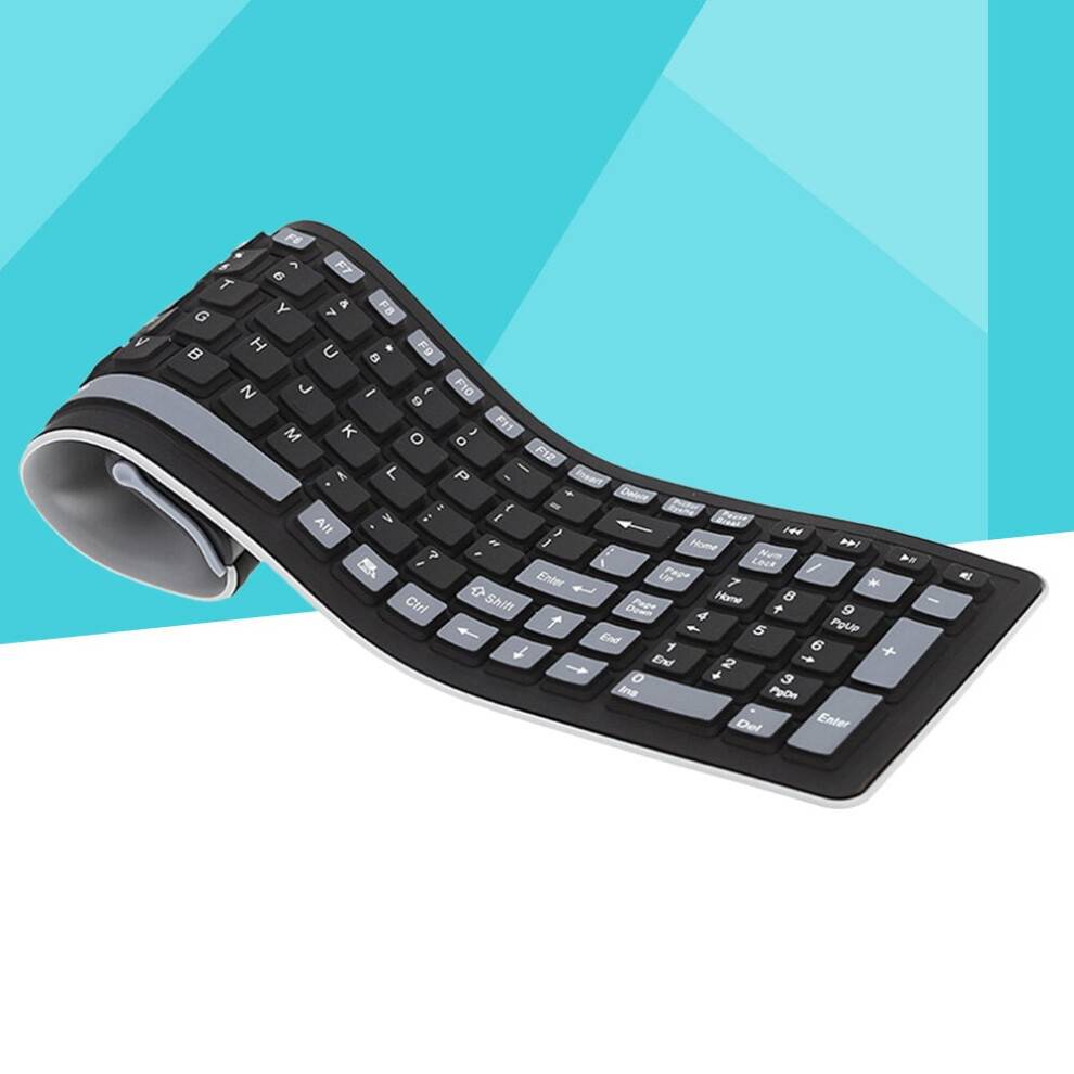 Wireless Keyboard 107 Keys Foldable Waterproof