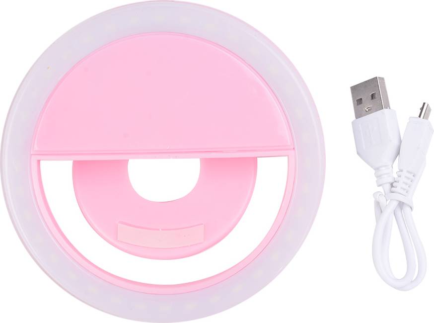 Bärbar LED Ring Light Selfie Rosa
