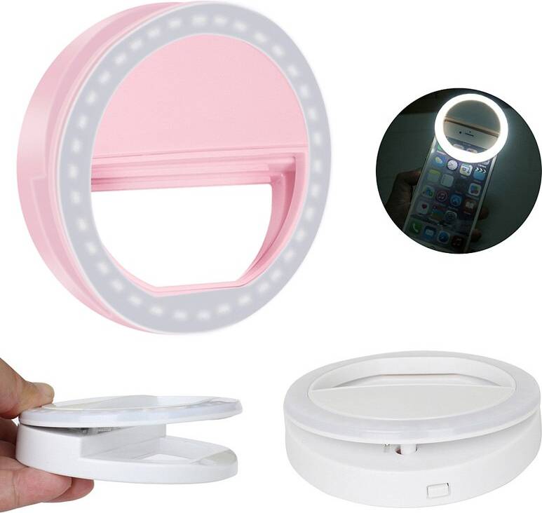 LED Selfie Ringlampa Rosa