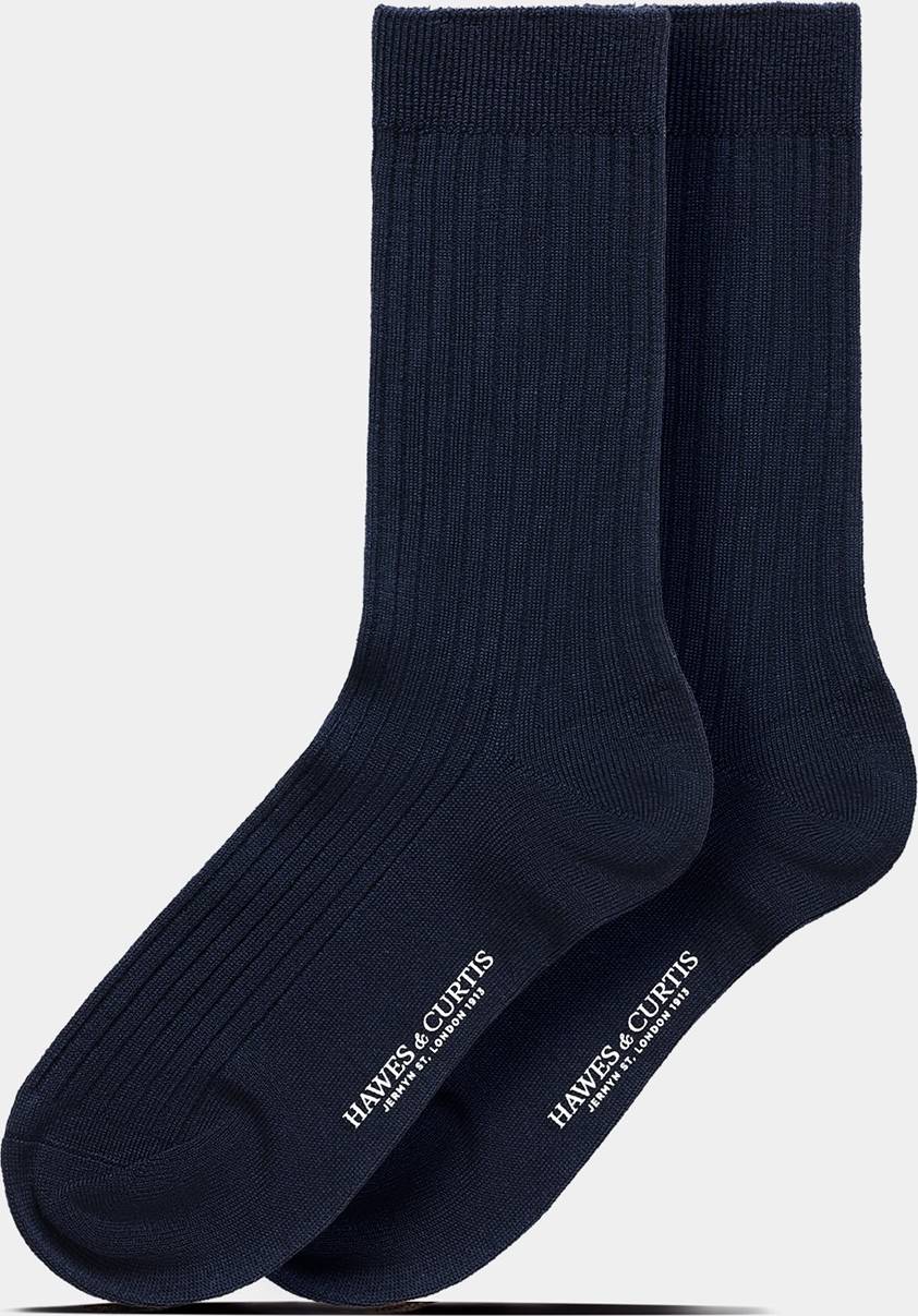 Navy Ribbed Socks Navy