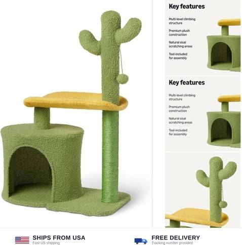 Cat tree scratching post Amazon Basics Cactus Cat Tree With Scratching Post