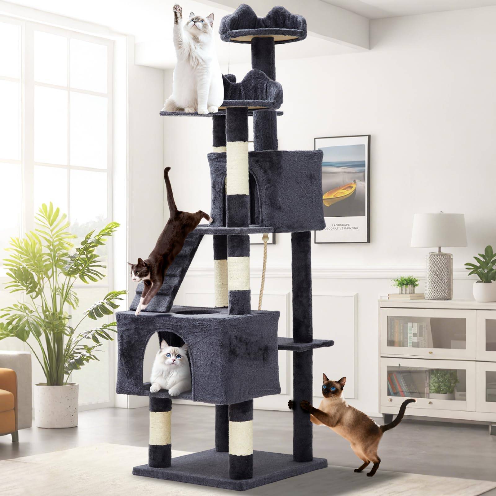 Large cat cat tree Garvee 72 Inch Multi Level Large Cat Tree Tower