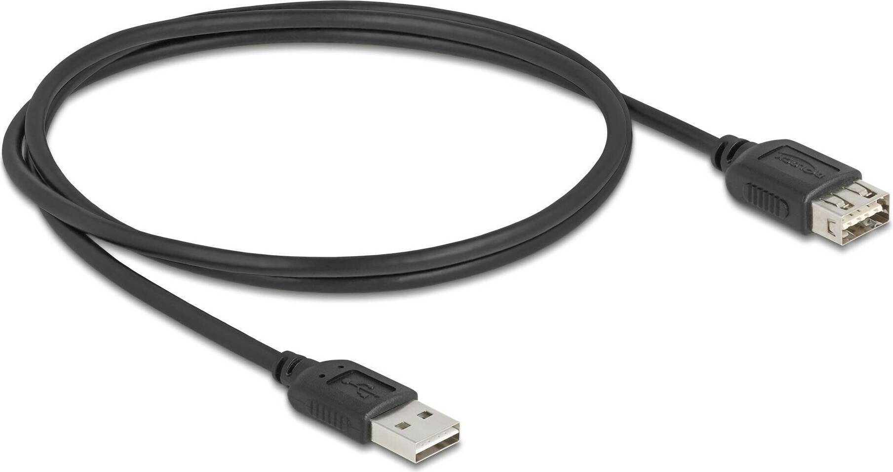 DeLock USB Forlængerkabel Sort 1m