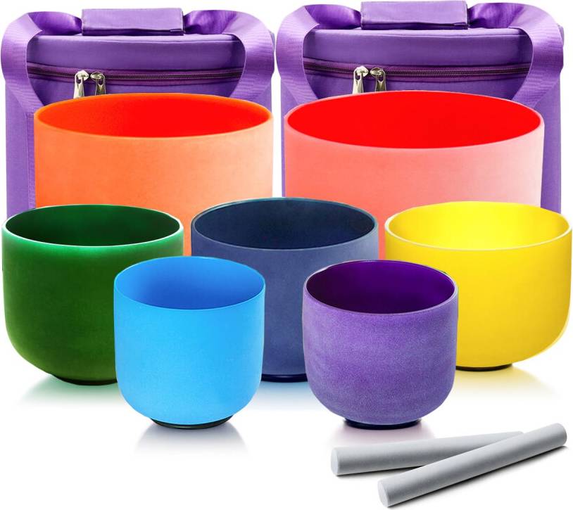 Color Crystal Singing Bowls Set 7-12 Inch