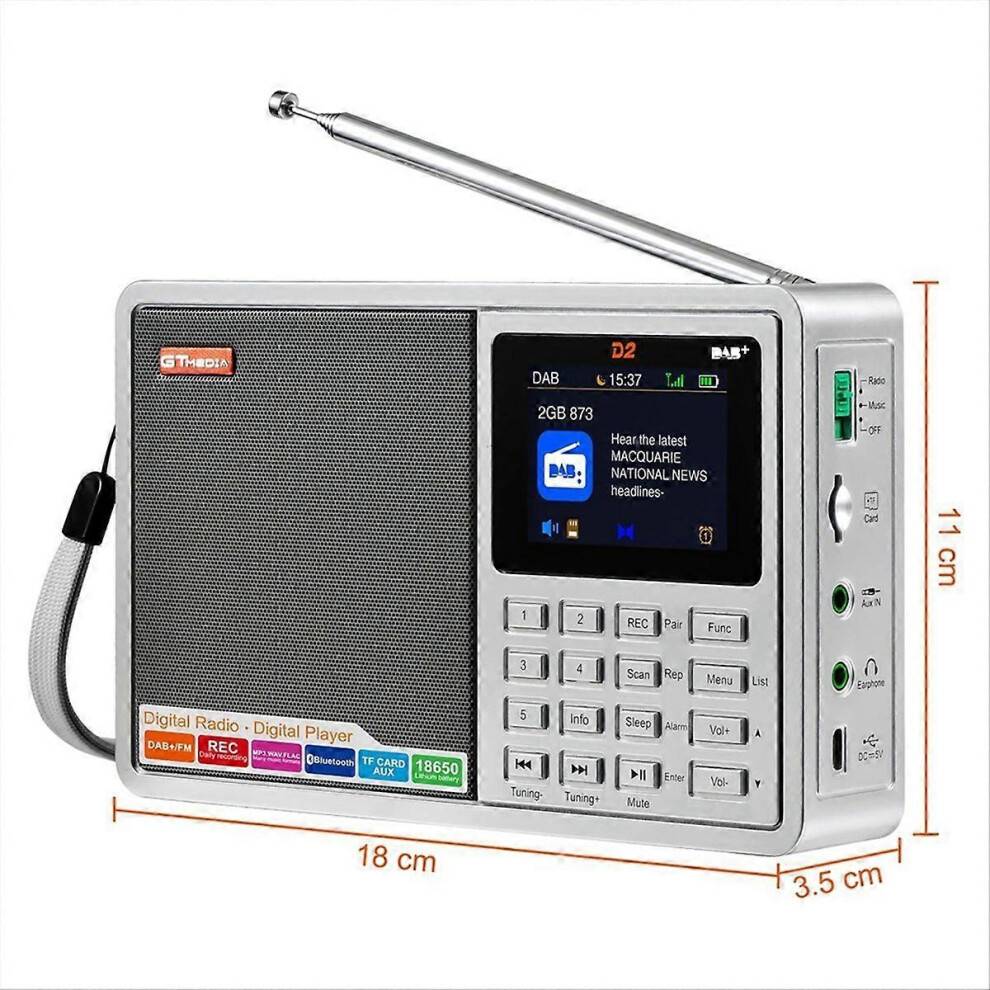 Kepptory D2 Portable Radio FM Digital RDS 2.4 Inch