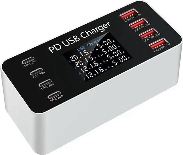 Multi usb fast charger plug Typecat 65W Multi 8 PD USB Fast Charger LCD Display