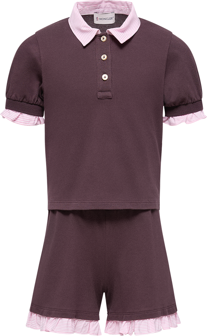 Moncler Enfant Ruffled Trim Set Girls - Red