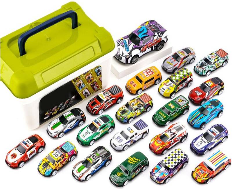 Typecat 21PCS Pull Back Cars Toy with Storage Box