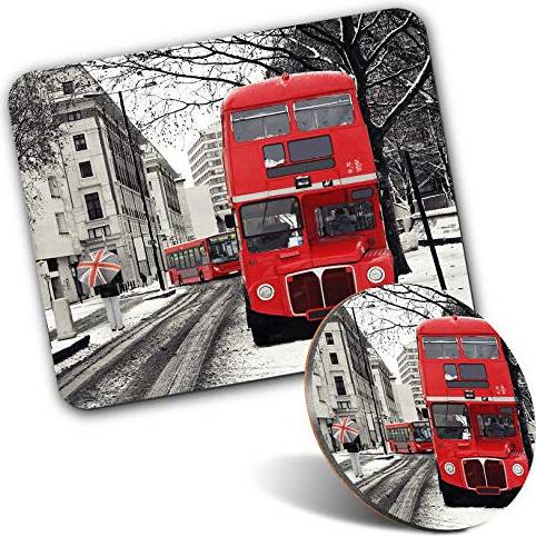 Destination Vinyl Rectangle Mouse Mat Round Coaster Set