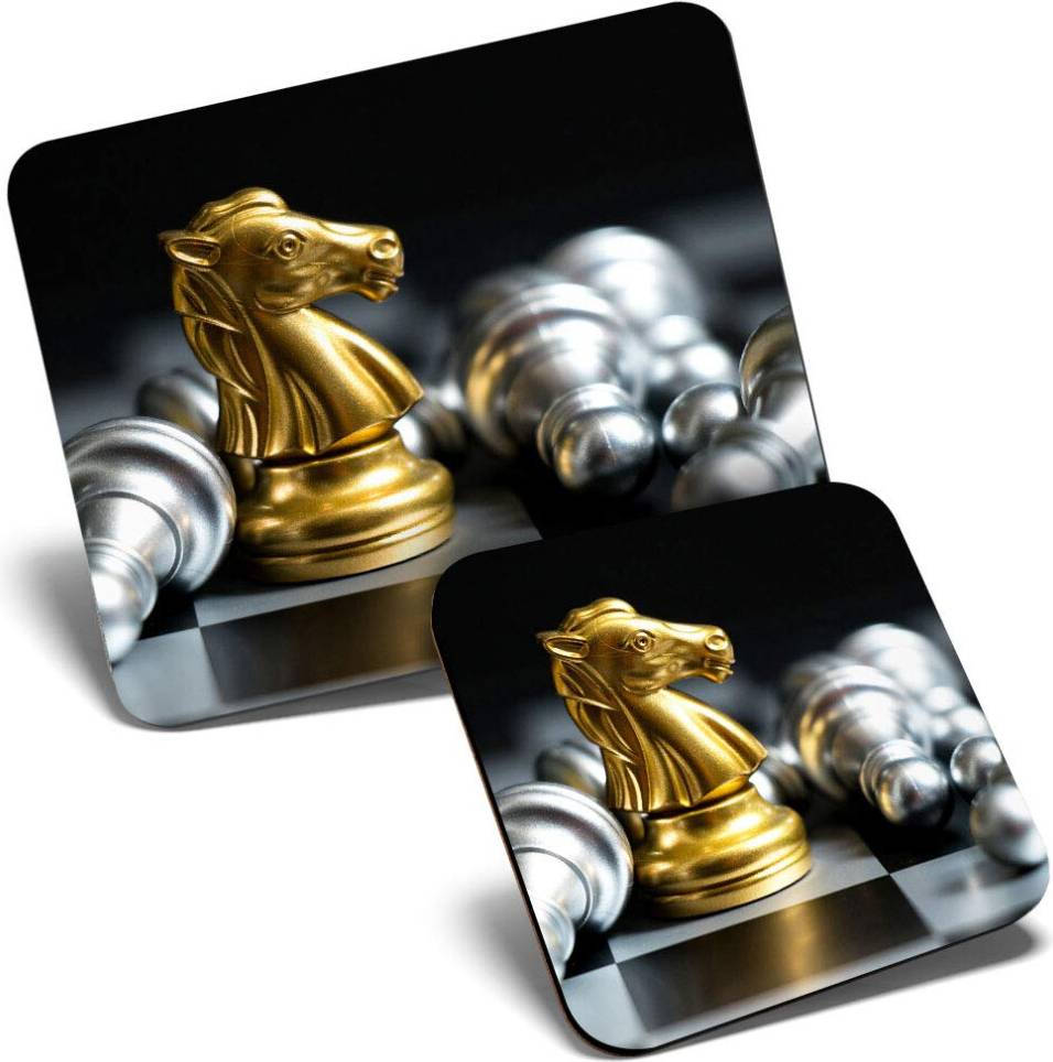 Destination Vinyl Golden Knight Chess Board Mouse Mat Set