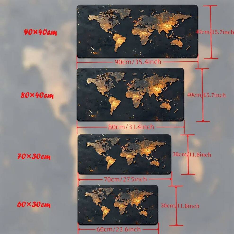 World Map Mouse Pad Large Gaming