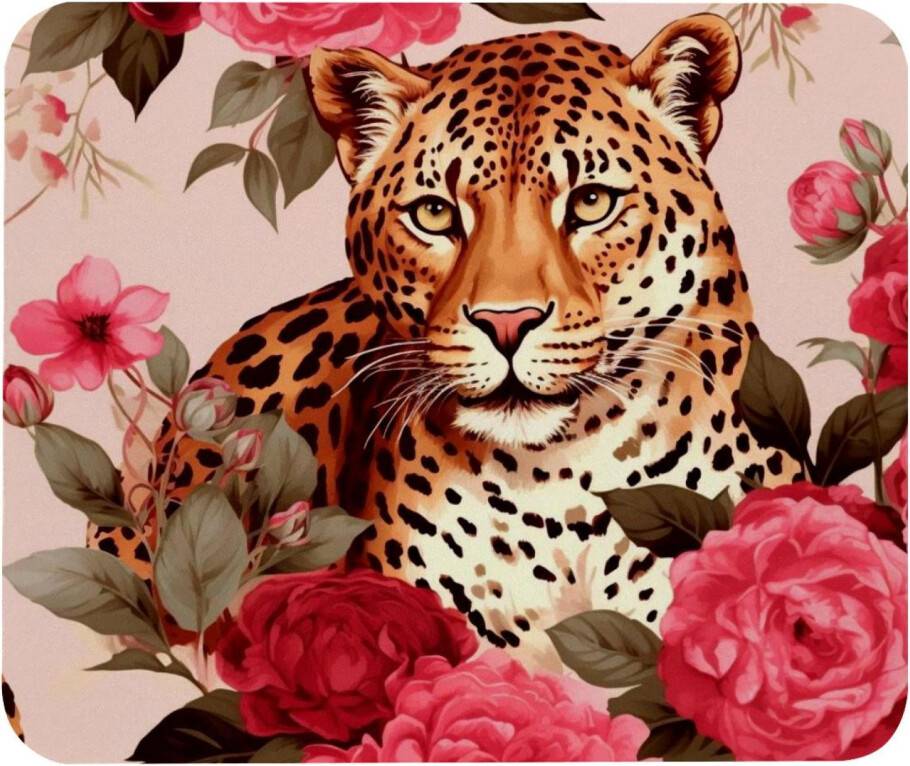 Square Rose Leopard Mouse Pad