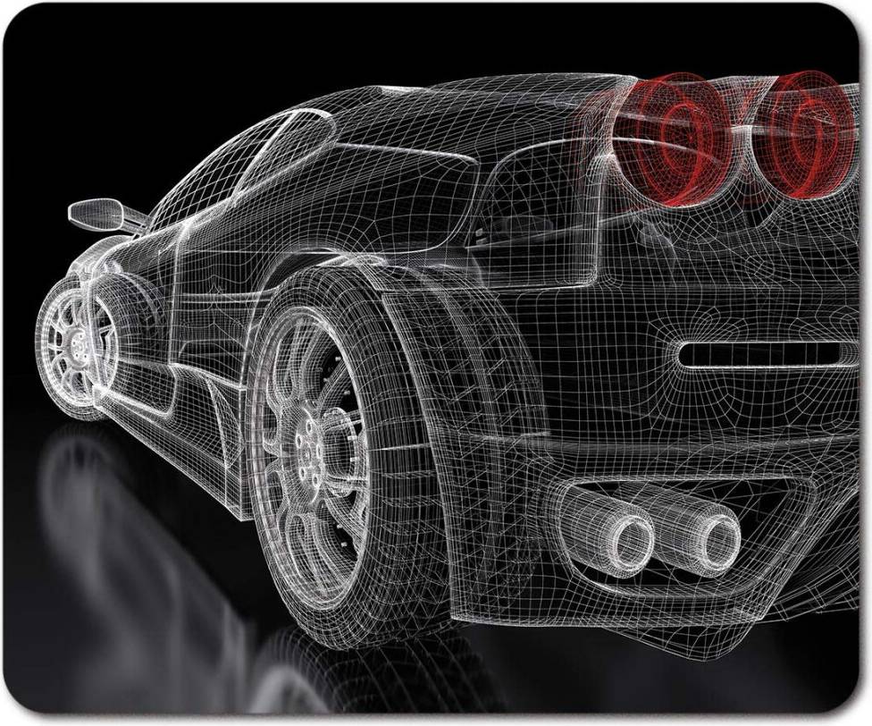 Destination Rectangle Mouse Mat 3D Rendering Sports Car Design