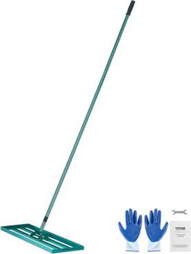 VEVOR Durable Lawn Leveling Rake Steel Handle Green Medium