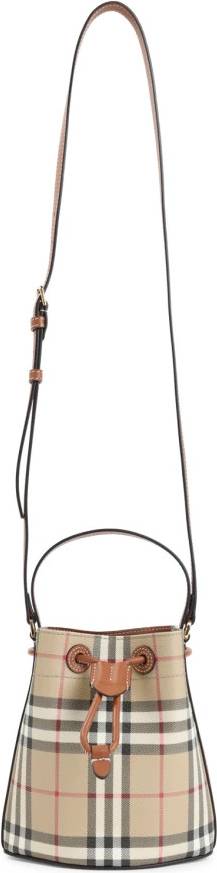 Burberry Mini Check Bucket Bag Tasker Beige