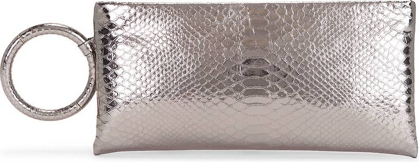 Tom Ford Laminated Printed Python Clutch - Silver