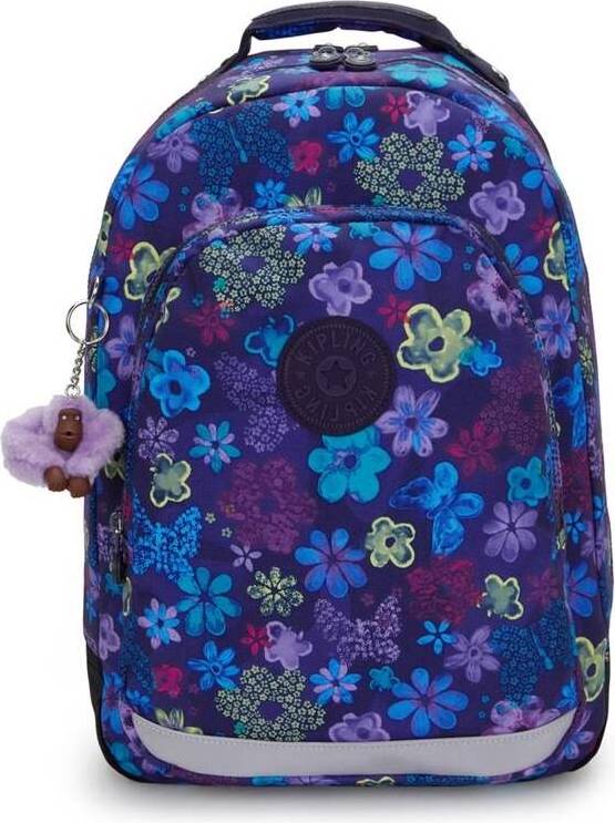 Kipling Class Room Backpack Dark Flower Stamp