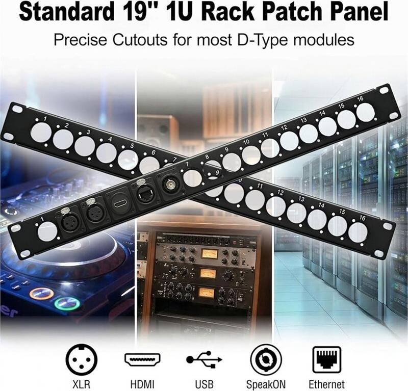 1U Rack XLR Patch Panel 1U8 2 Pack