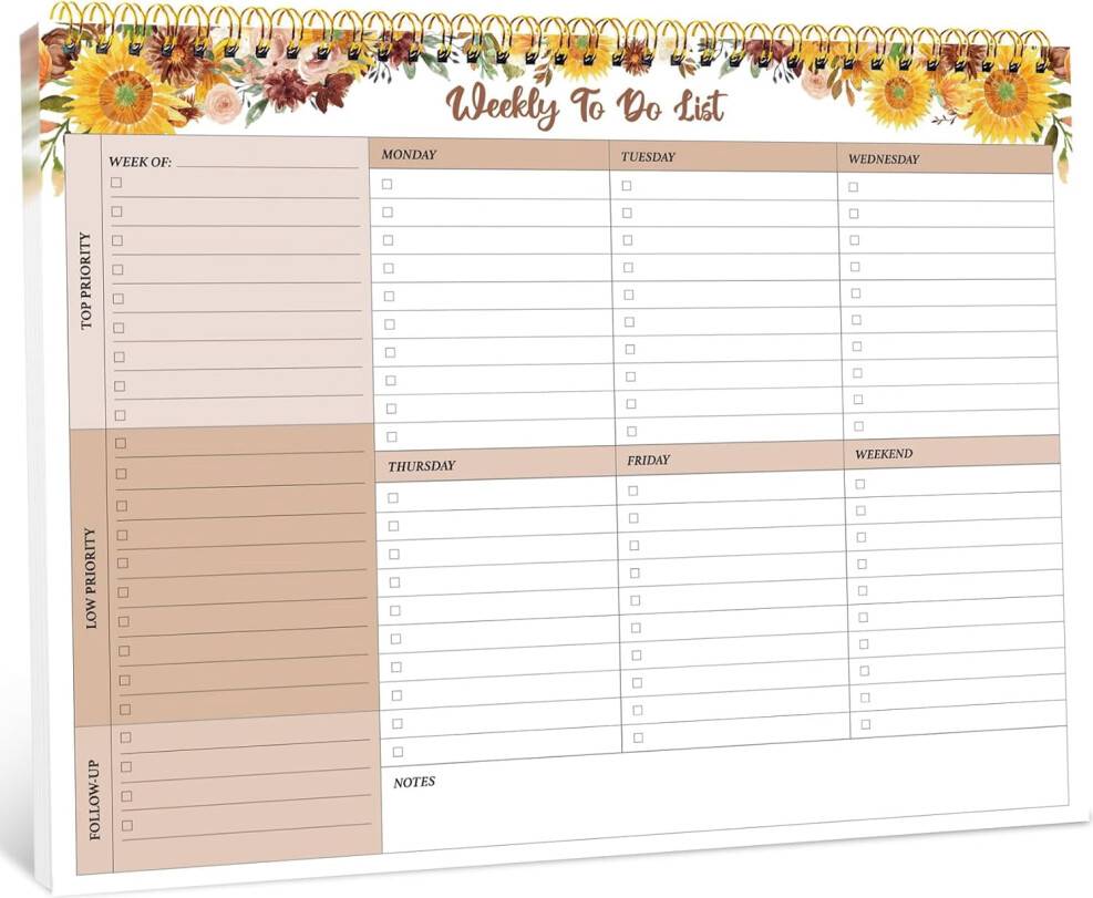 Weekly To Do List Notepad 52 Sheets Violet Dream