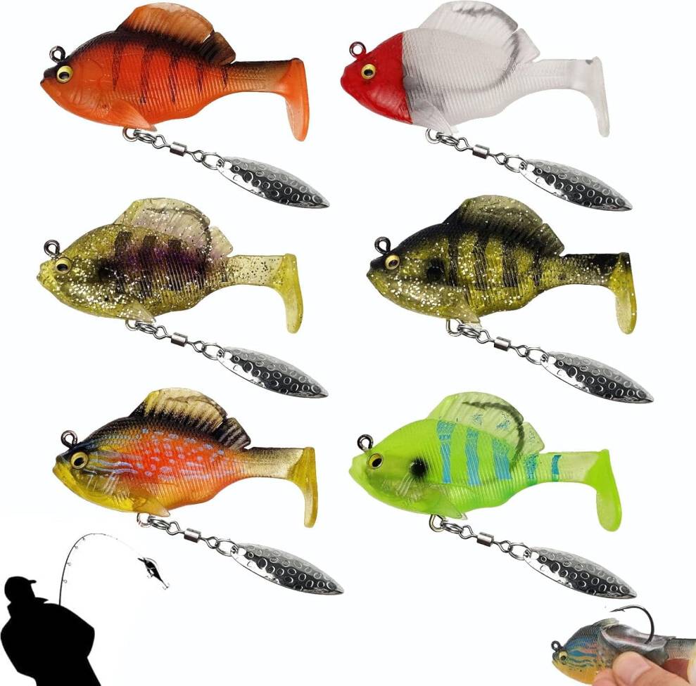 6PCS Pre-Rigged Jig Head Soft Lures