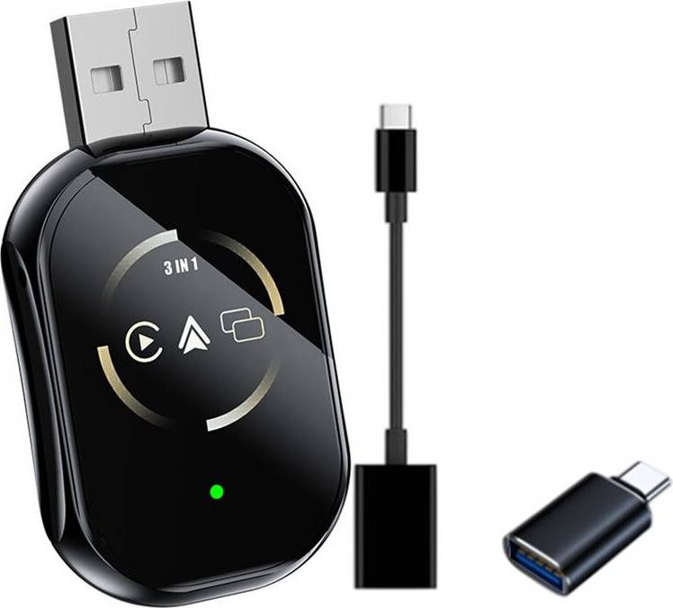 3 In1 Wireless Carplay Adapter Android Auto WiFi USB Dongle