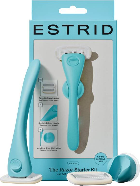 Starter Kit Steel Razor With Blade Refill Wall Holder