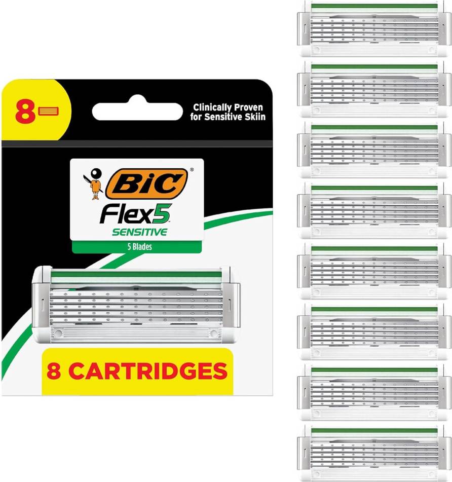 Bic Flex 5 Sensitive Men's 5-Blade Razor Refills 8-Pack
