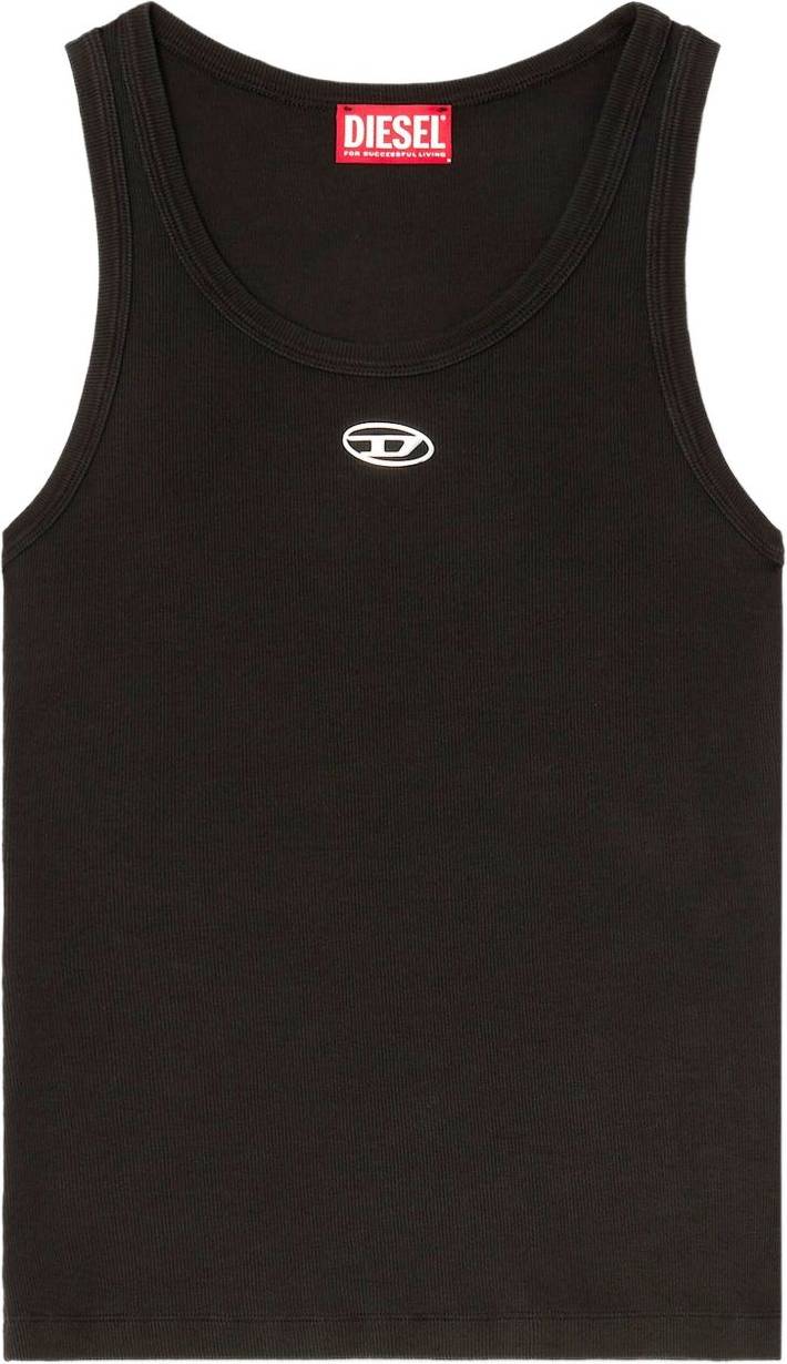 Diesel Slim Ribstrikket Tanktop Metallisk Oval - Sort