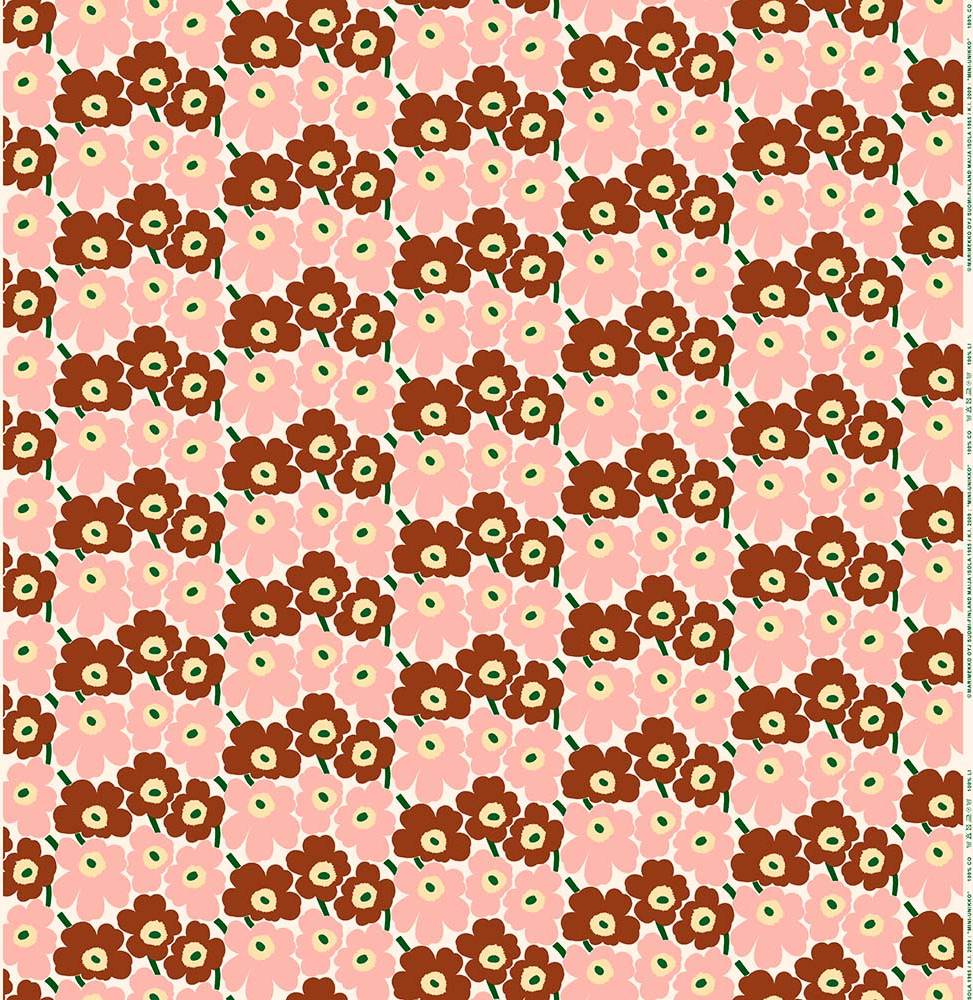 Marimekko Mini Unikko Rosa Grön Tyg Metervara Rosa