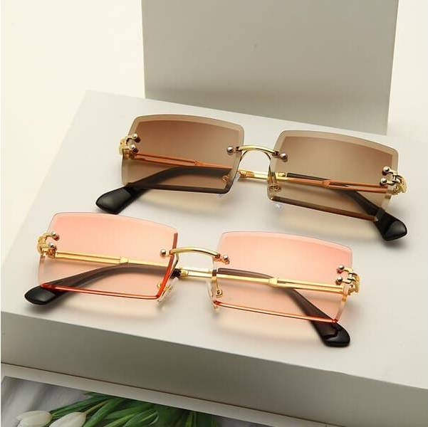 90s Style Rectangular Brown Sunglasses