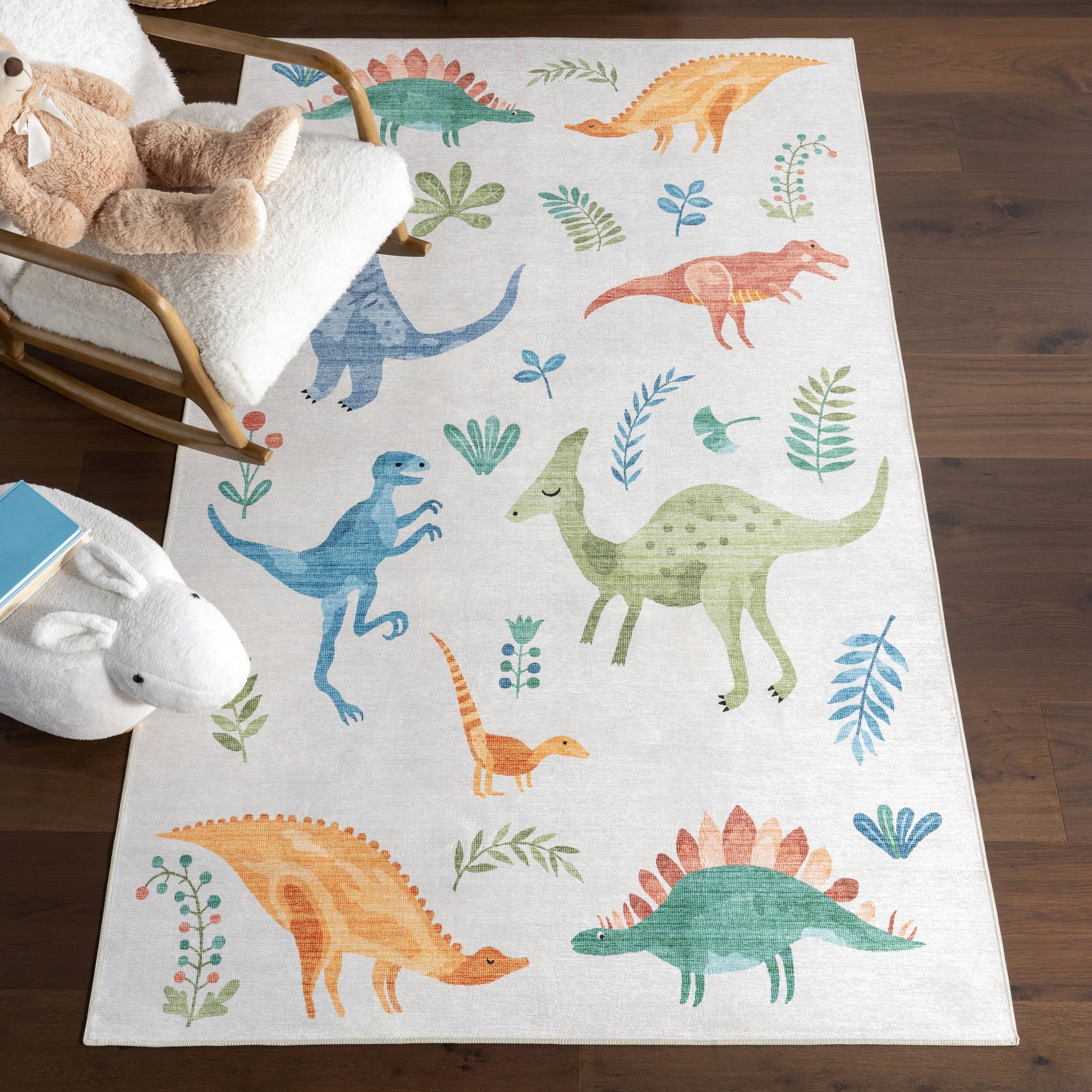Washable rugs Nuloom Pavani Dinosaur SplashGuard Machine Washable Kids Area Rug