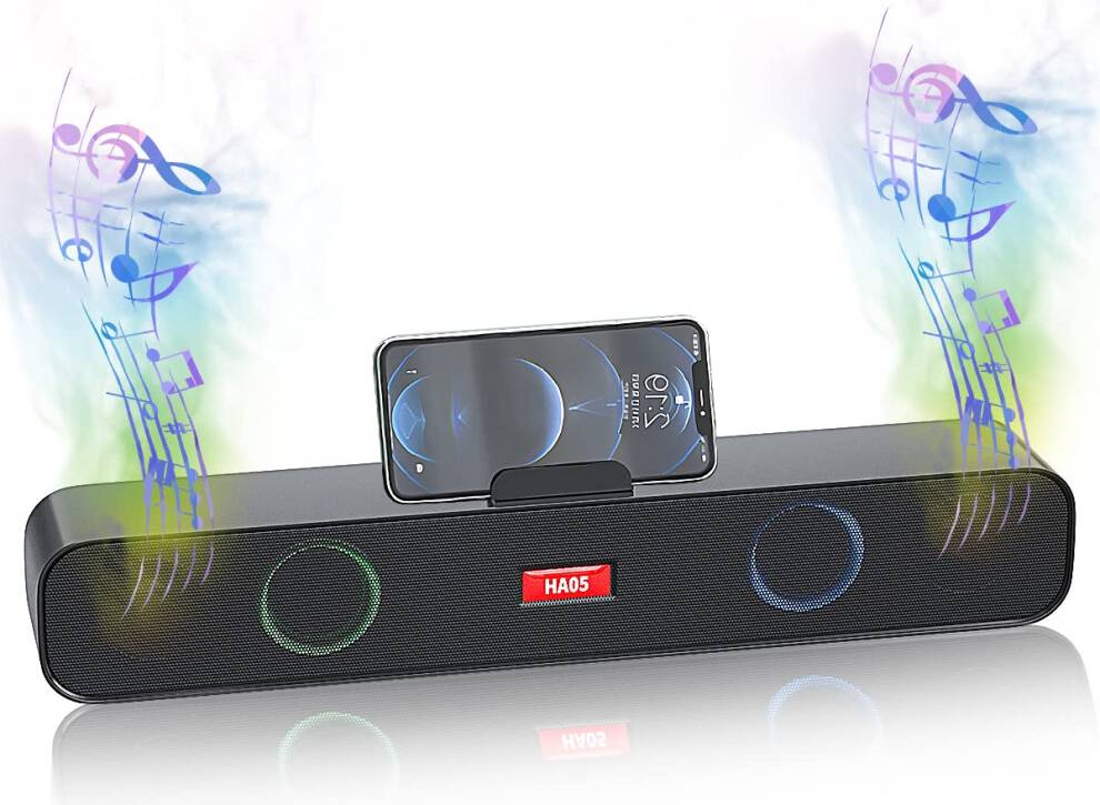 Compact Bluetooth Soundbar with Dynamic Lighting