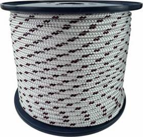 14mm White Burgundy Fleck Double Braid Polyester Rope