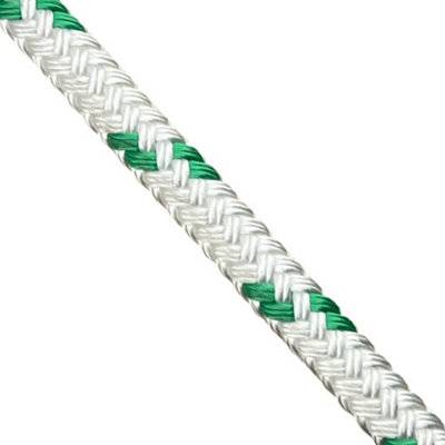 14mm White Green Fleck Double Braid Polyester Rope