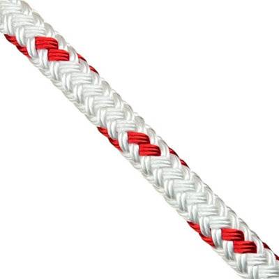 12mm White Red Fleck Double Braid Polyester Rope
