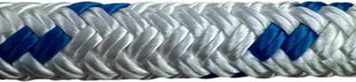 8mm White Blue Fleck Double Braid Polyester Rope