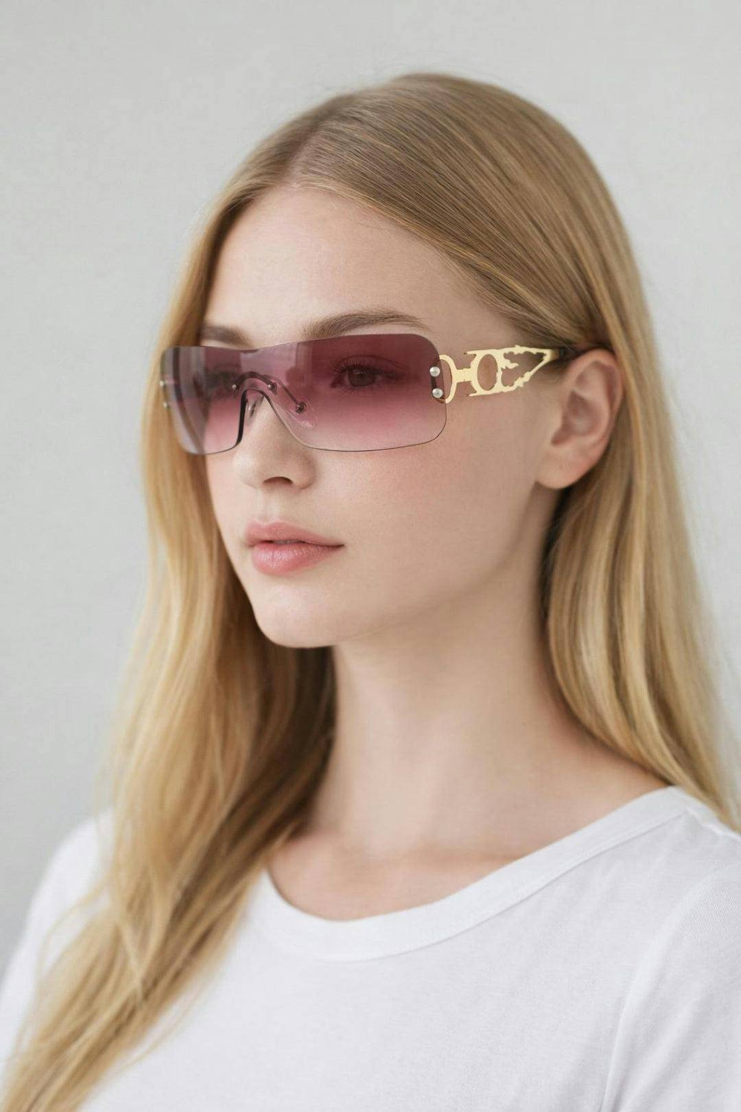SVNX Flat Top Racer Rimless In Red Sunglasses - Red